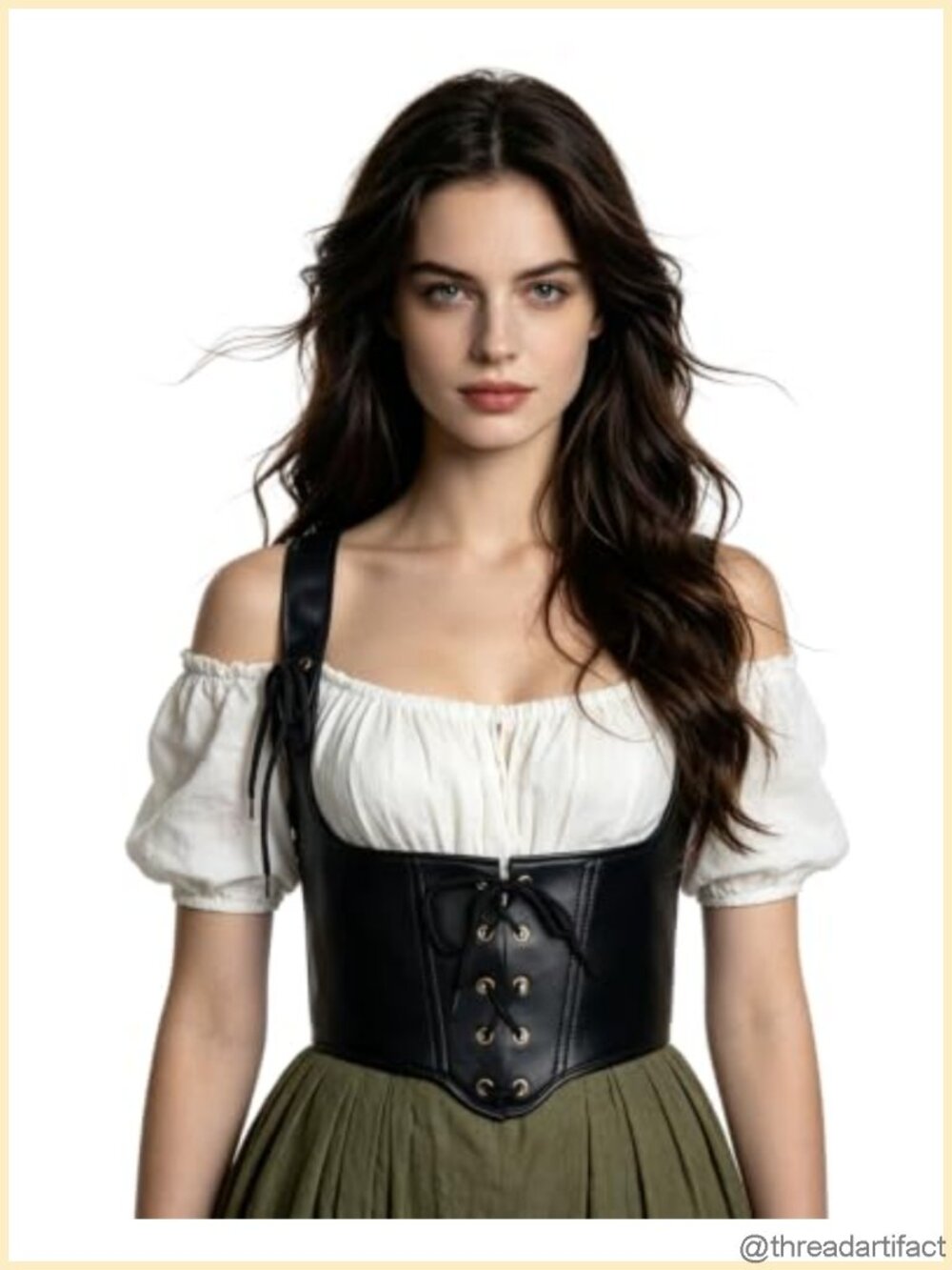 Womens Faux Leather Underbust Corset Belt Renaissance Waist Cincher